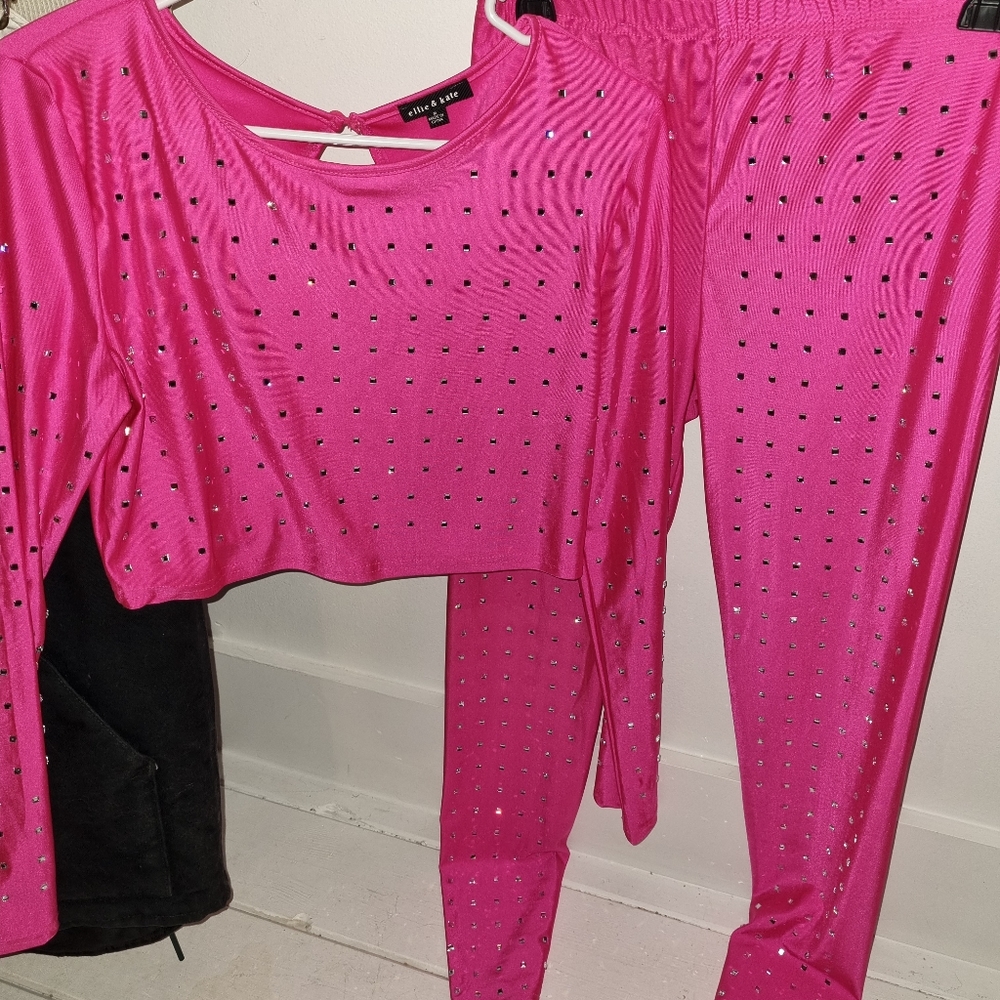 Ellie & kate bling long sleeve crop set